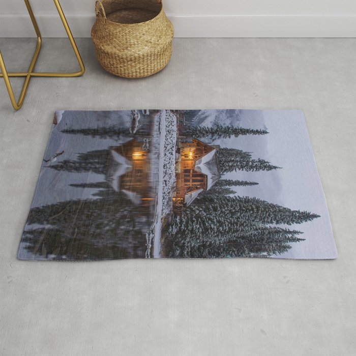 Cabin In Winter Woods Color Rug By Nocolordesigns Society6