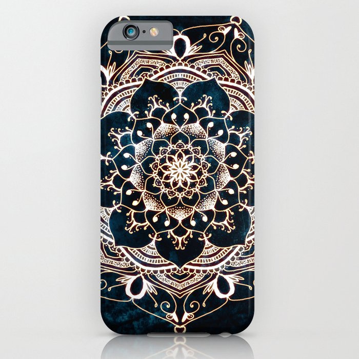 glowing spirit mandala blue white iphone case