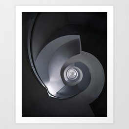 Modern spiral staircase in blue and grey tones Art Print