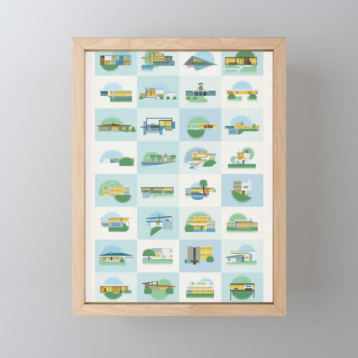 Modern Homes (Dusk) Framed Mini Art Print