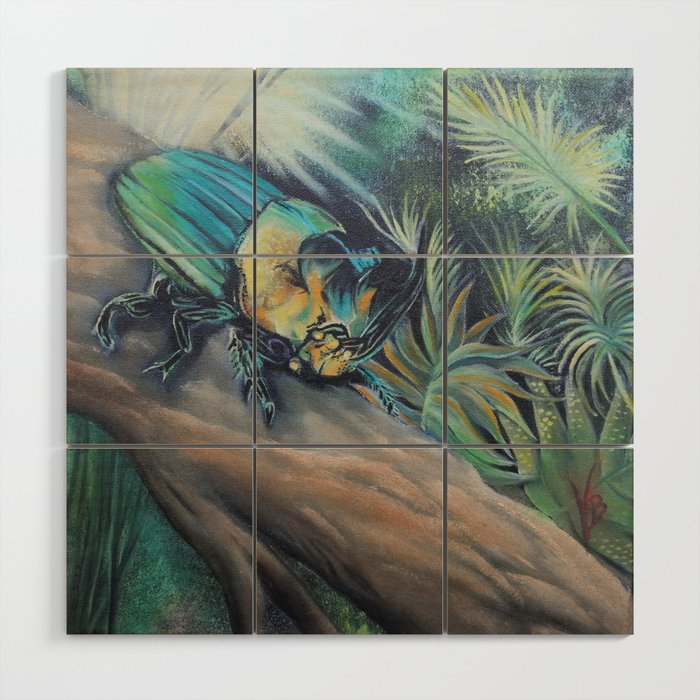 Rhinoceros Beetle Wood Wall Art