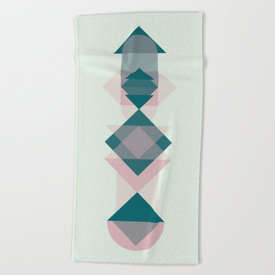 Nr. 1 Geometric Totem Pole Blush Pink and Green Beach Towel