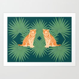 Orange Tigers Art Print