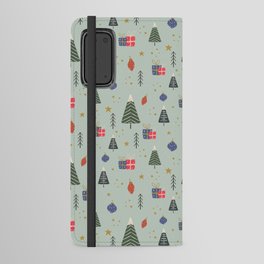 Christmas Conversational Pattern with Trees gifts baubles and stars Android Wallet Case