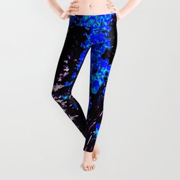 Blue Tulips in Watercolor and Charcoal Leggings