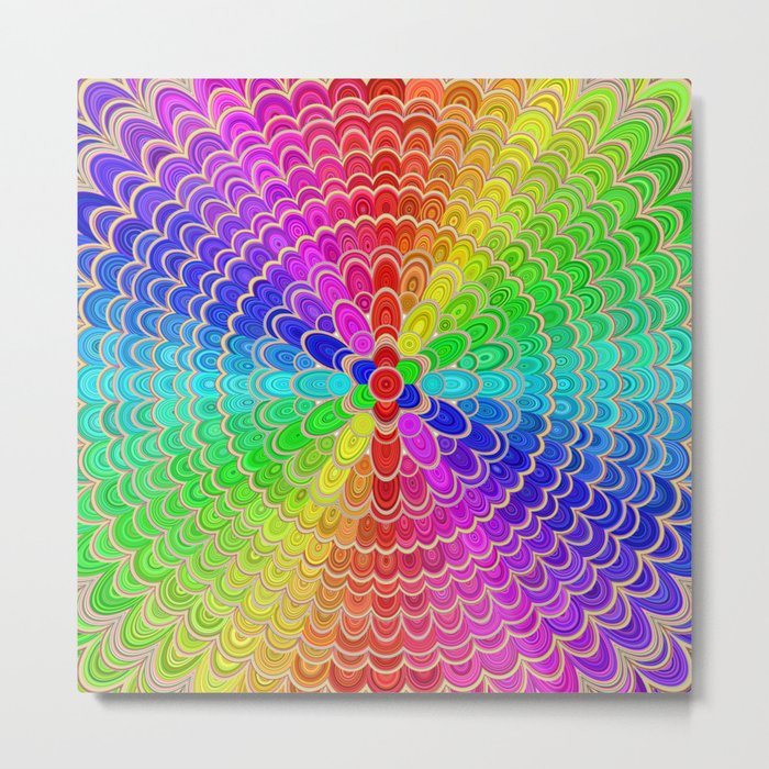 Colorful Mandala Flower Metal Print