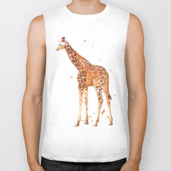 giraffe, african animals, wildlife, cute baby giraffe, nursery animals, safari Biker Tank