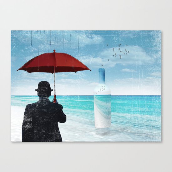 Chaplin at the beach in the rian Canvas Print
