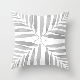 Geometric, silver, glitter, white, tropical, pattern, palm, leaves, society6 Throw Pillow