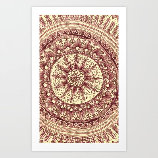mandala: maroon Art Print