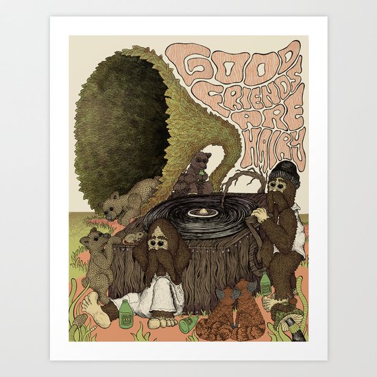 Good Friends Are Hairy Art Print