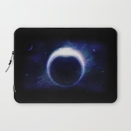 An outer space background with a dark planet, sky and stars.  Laptop Sleeve