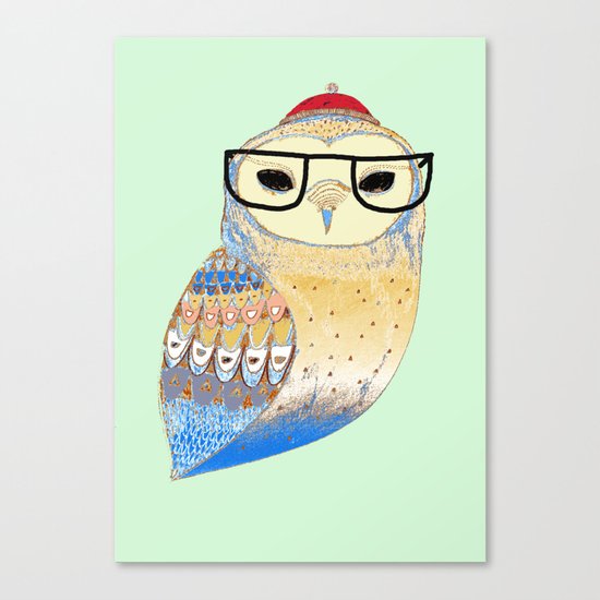 hipster owl Canvas Print
