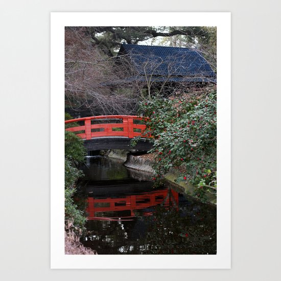 Japanese garden bridge Art Print