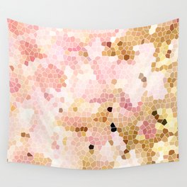 Flower Mosaic Millennial Pink and Golden Yellow Abstract Art | Honey Comb | Geometric Wall Tapestry