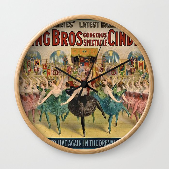 1896 Ringling Brothers Big Top Circus 'Dance of the Fairies' Vintage Poster Wall Clock