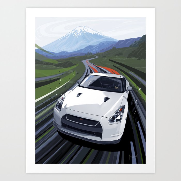 Skyline GT-R Race Car Illustration Art Print Art Print