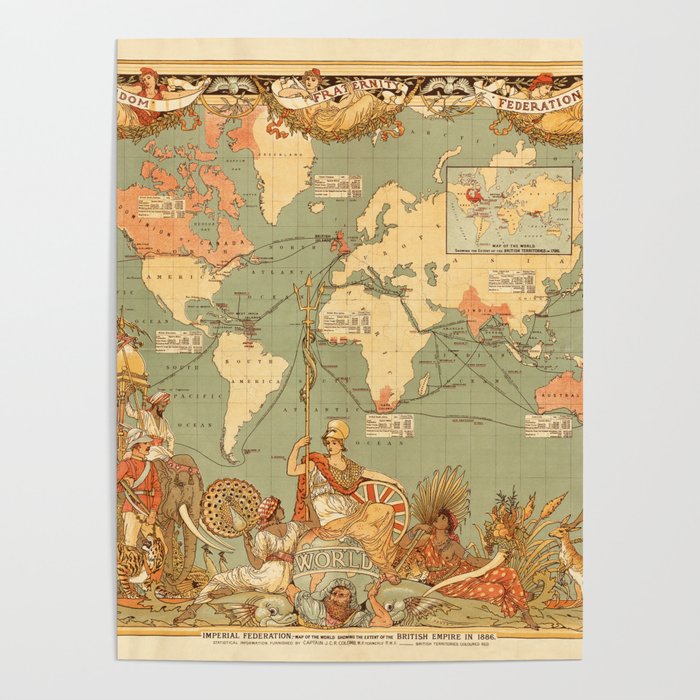 Decorative Art. 1886 Black and white African Map quality POSTER