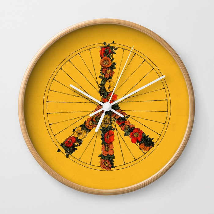 Peace & Bike (Colors) Wall Clock