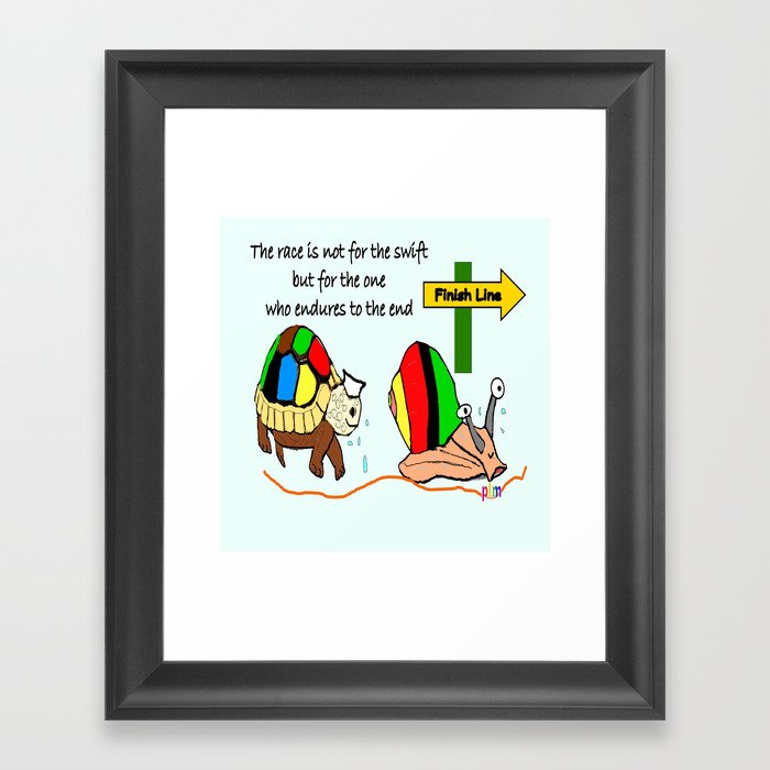 THE RACE - the turtle and the snail Framed Art Print