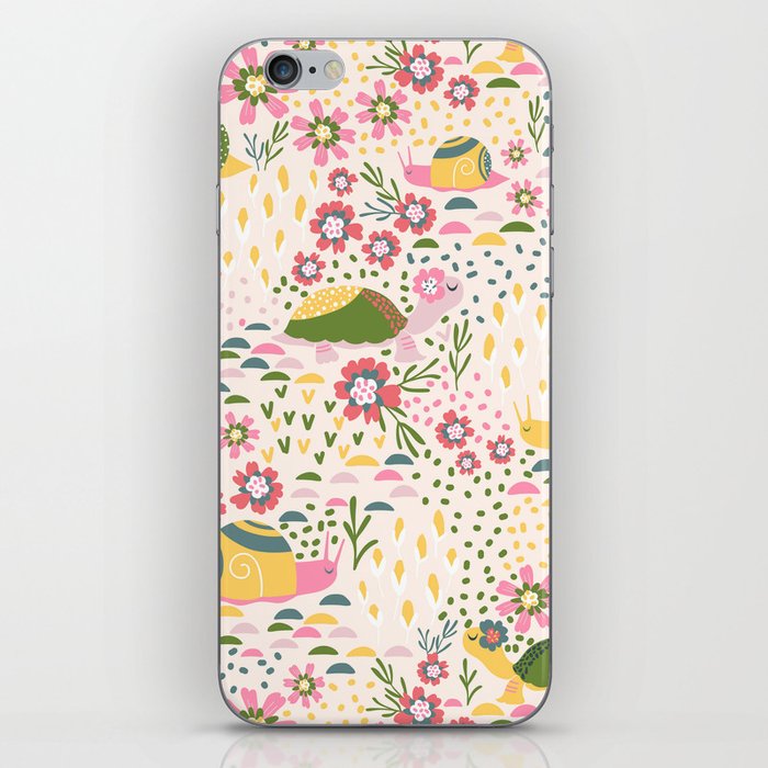 Happy Floral Snail iPhone Skin