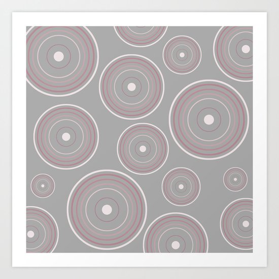 CONCENTRIC CIRCLES IN GREY (abstract pattern) Art Print