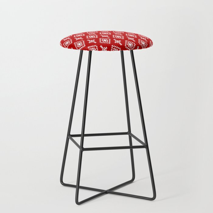 Red and White Native American Tribal Pattern Bar Stool