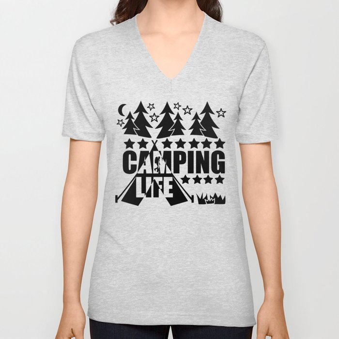 Camping Life V Neck T Shirt