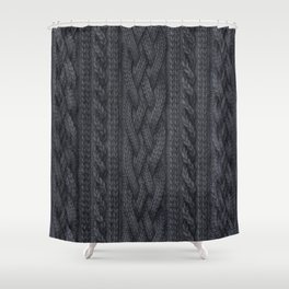 Charcoal Cable Knit Shower Curtain