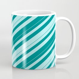 [ Thumbnail: Teal & Turquoise Colored Lines/Stripes Pattern Coffee Mug ]
