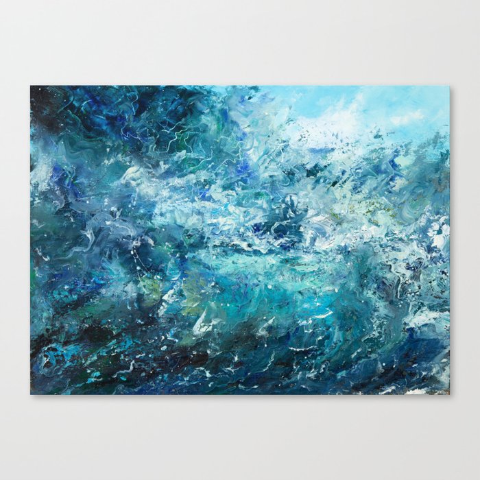  abstract oil painting showing waves in ocean or sea on canvas. Modern Impressionism, modernism, marinism  Canvas Print