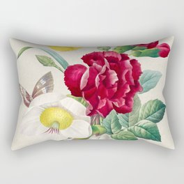 Hellebore and Oeillet Rectangular Pillow | Flower, Green, Colorful, Retro, Purple, Vintage, Flowers, Painting, Cute, Oil 