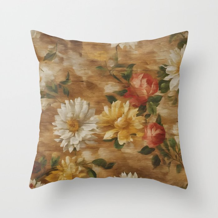 Watercolor Vintage  Floral Popular Collection Throw Pillow