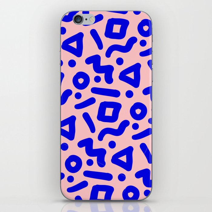 Doodle Pattern - Pink and Electric Blue iPhone Skin