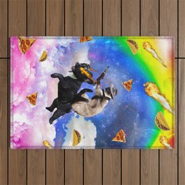 Space Siamese Cat Kitty On French Bulldog Dog Outdoor Rug