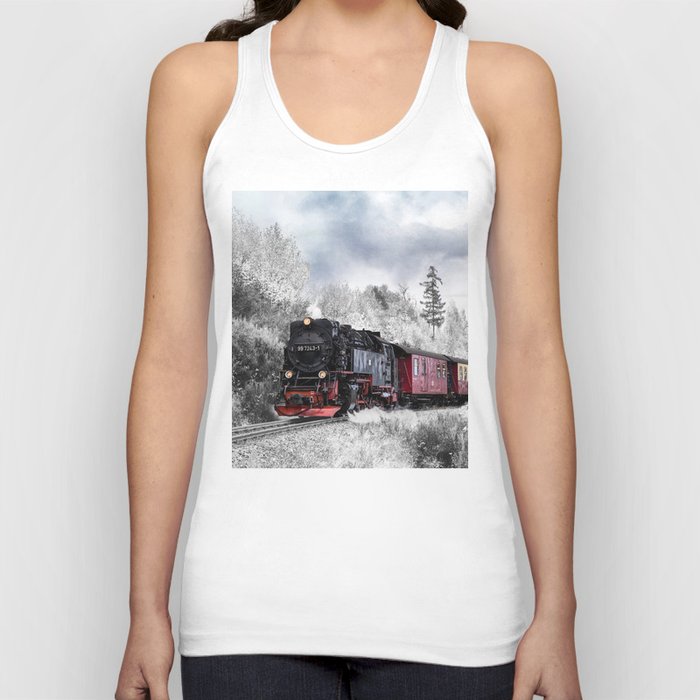 Vintage train,snow,winter art Tank Top