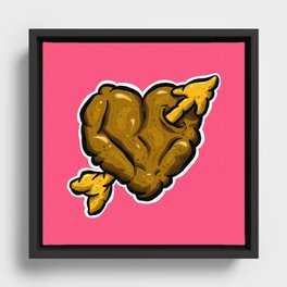 Valentines Day Love Heart Turd Poo Poop Dookie Cartoon Framed Canvas