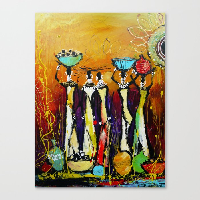 African Tribal Women Wall Art Canvas Print By Irinarumyantseva