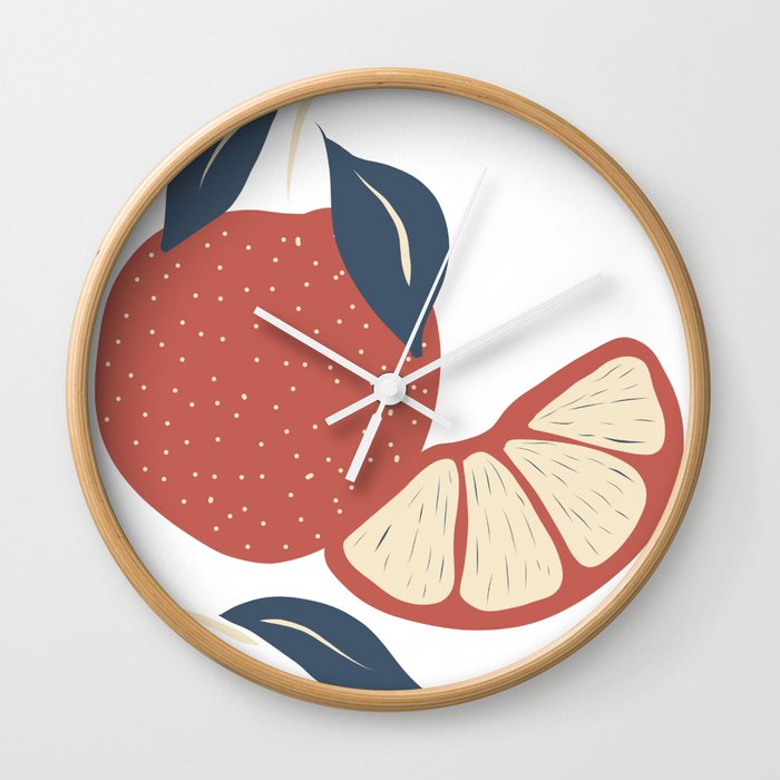 Retro vintage strawberry & orange Shapes Design 04, Modern Art V2 Wall Clock