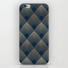 Navy and Gold Geo Art Deco Pattern iPhone Skin