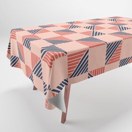 Abstract Shape Pattern 14 in Navy Blue Dusty Pink Tablecloth