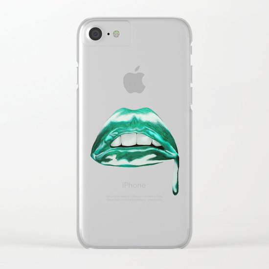 Teal Lips Clear iPhone Case