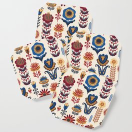 Scandinavian Folk Art Pattern Coaster