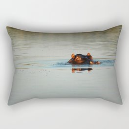 Cute Hippo Bathing Rectangular Pillow
