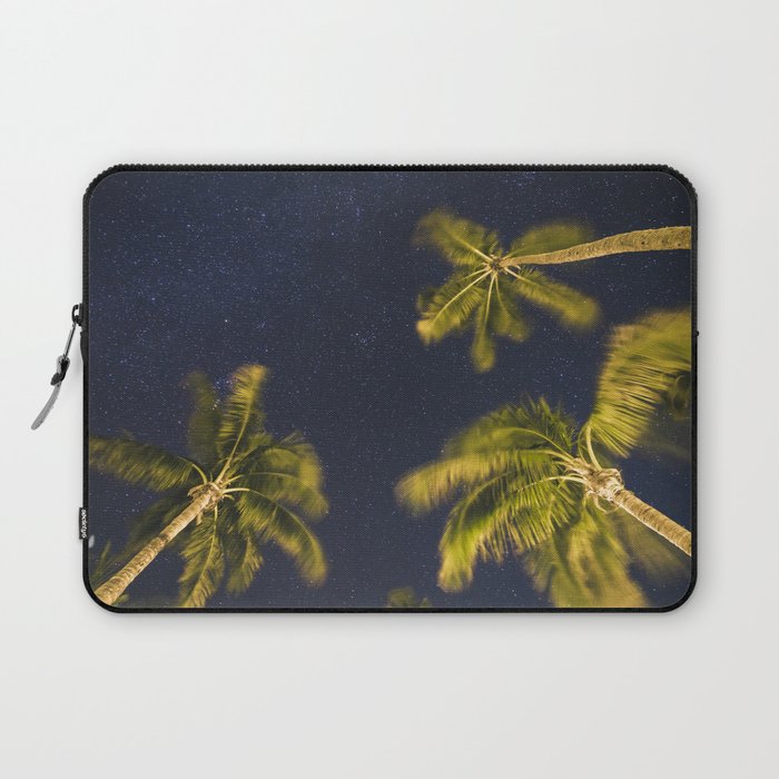Palm trees at night against starry sky Laptop Sleeve
