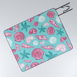 Seashell Pattern - Pink and mint Picnic Blanket