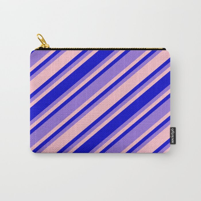 Pink, Blue, and Purple Colored Pattern of Stripes Carry-All Pouch