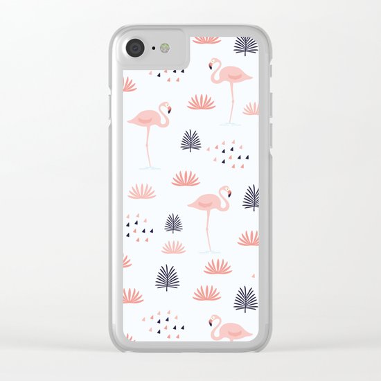 Flamingo Pattern Clear iPhone Case