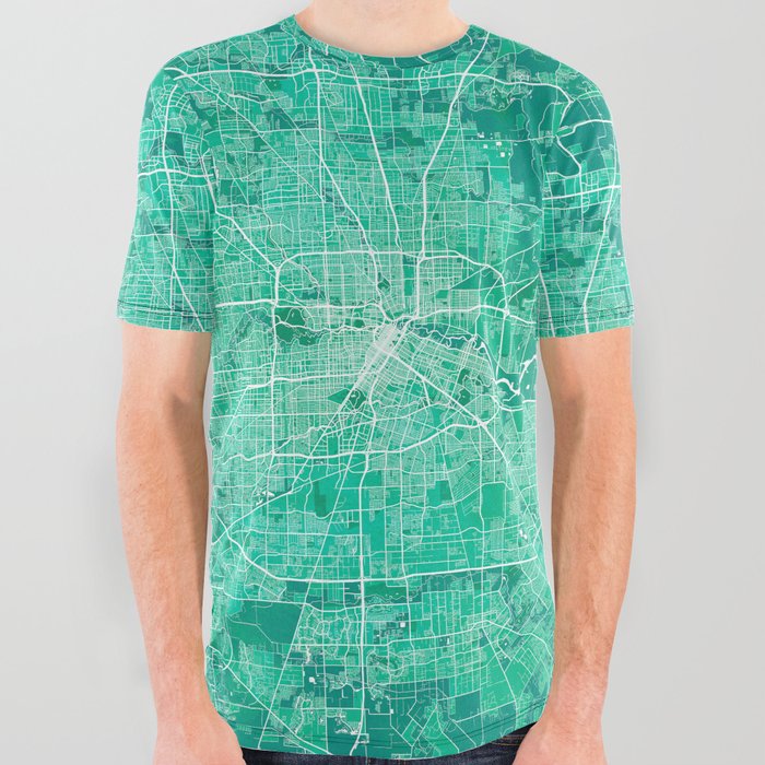 Houston City Map of Texas, USA - Watercolor All Over Graphic Tee