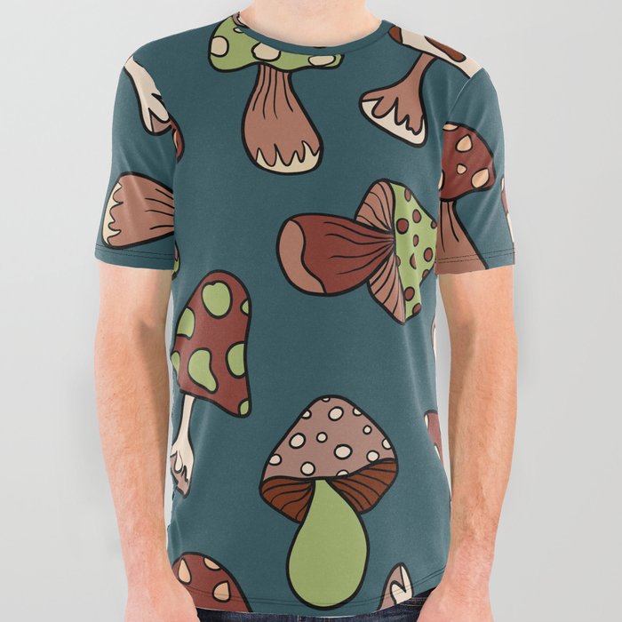 Vintage mushrooms 7 All Over Graphic Tee